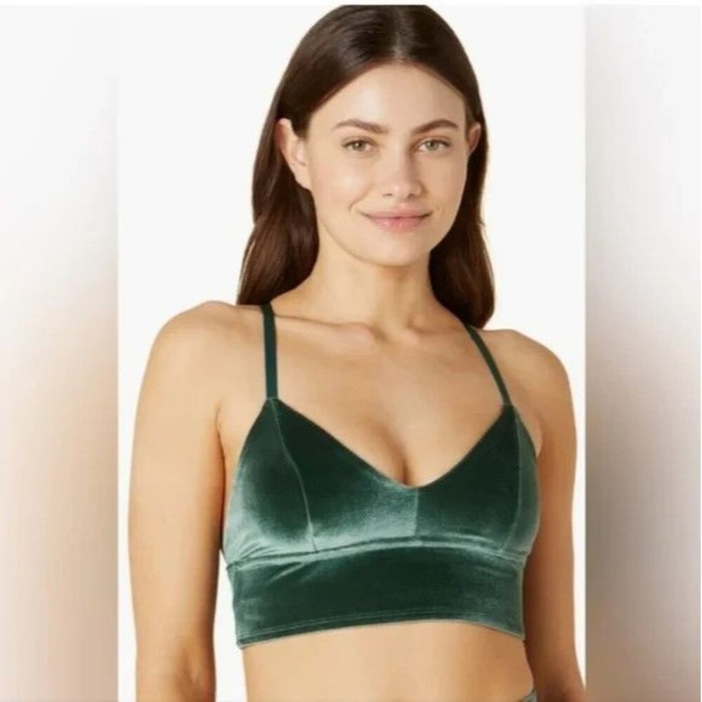 Beyond Yoga Dark Green Velvet Wireless Sports Bra Bralette Sz M